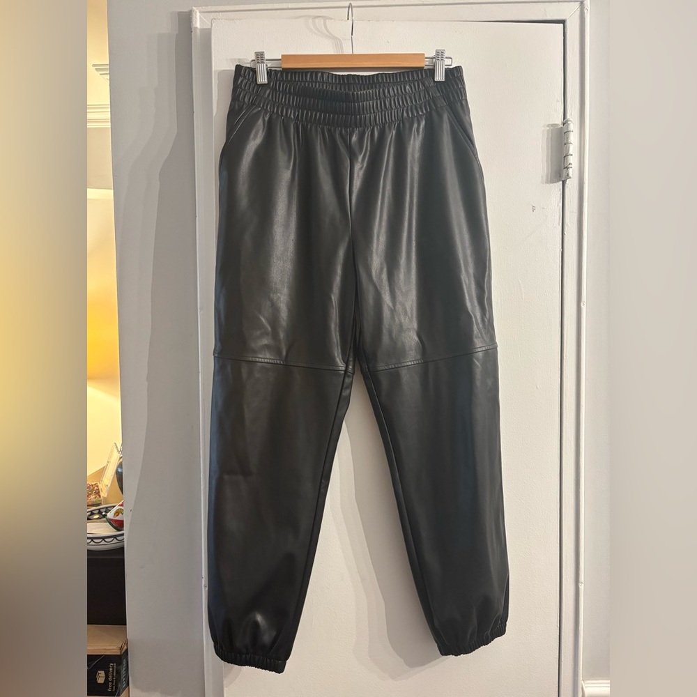 Halogen Black Faux Leather Joggers